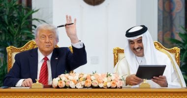 ترامب: شكرا لأمير قطر وتهانينا للعالم لقد حان وقت السلام ترامب واأمير قطر