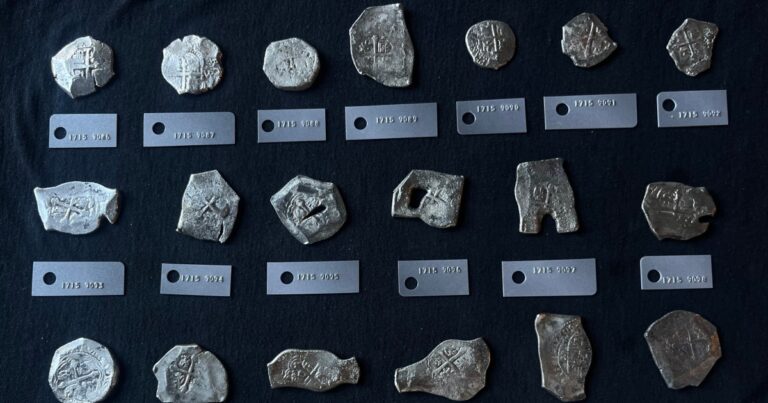 بقيمة 1 مليون دولار من العملات المعدنية التي تم استردادها في حطام السفينة الإسبانية قبالة ساحل فلوريدا ، يقول صيادون الكنز